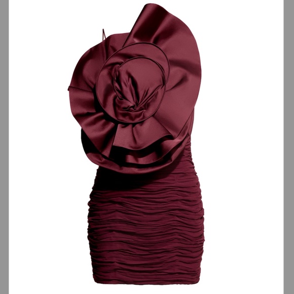 NWT! MAGDA BUTRYM H&M ROSE-APPLIQUÉD GATHERED DRESS | SZ L - Picture 2 of 3